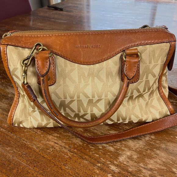 Vintage Y2K Michael Kors Signature Monogram Purse Bag Crossbody Top Handle - Picture 10 of 16